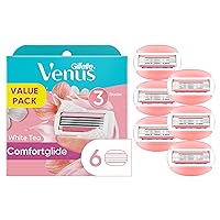 ComfortGlide Womens Razor Blade Refills, 6 Count,(Pack of 1) White Tea Scented Gel Bar Protects Against Skin Irritation