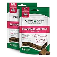 Vet's Best Seasonal Allergy Soft Chew Dog Supplements | Soothes Dogs Skin Irritation Due to Seasonal Allergies | Maintain Histamine Levels | 50 Chewable Tablets, 30 Count (Pack of 2)