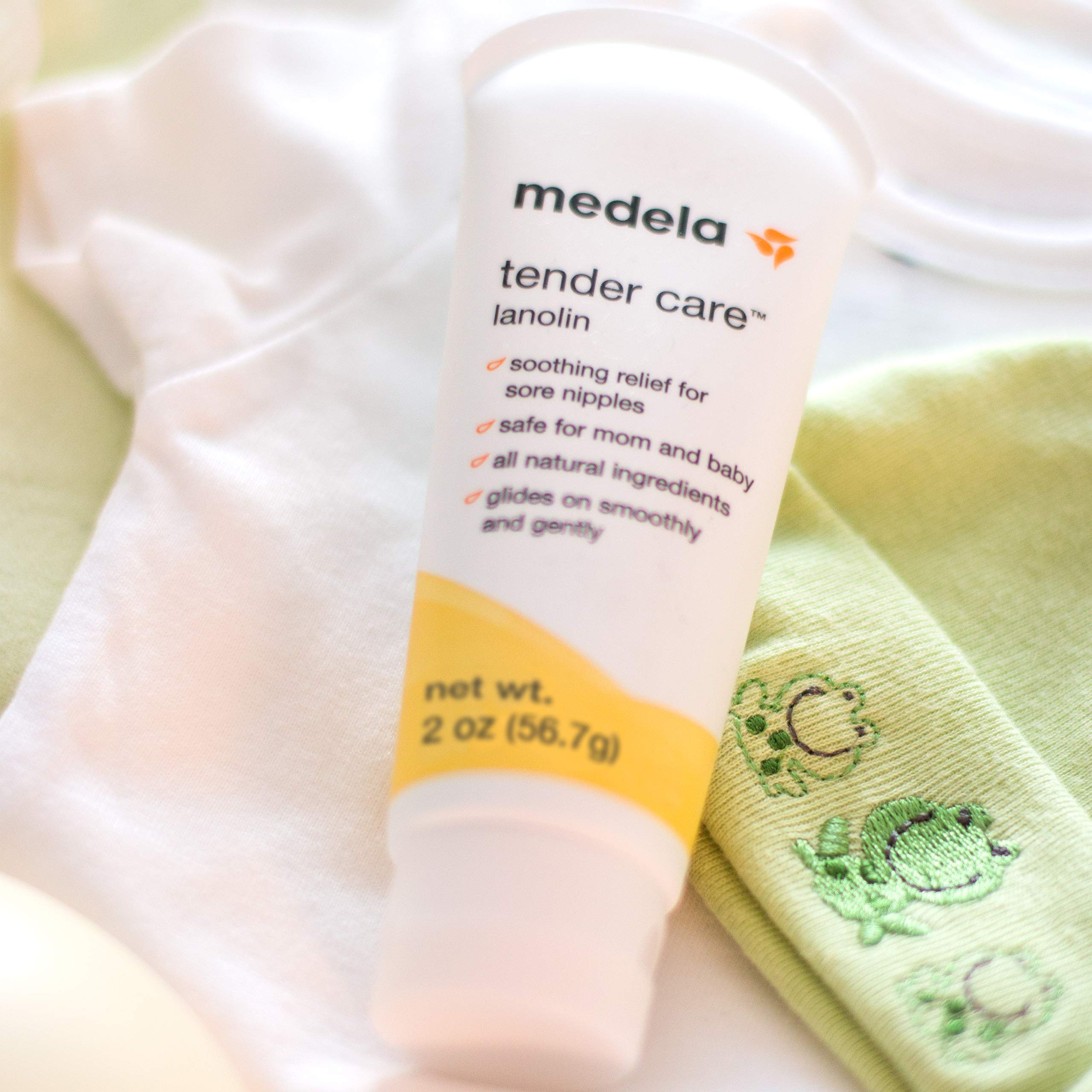 Medela, Tender Care, Lanolin Nipple Cream for Breastfeeding, All-Natural Nipple Cream, Tender Care Lanolin, Offers Soothing Protection, Hypoallergenic, All-Natural Ingredients, 100% Safe, 2 oz. Tube