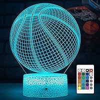 Basketball Night Light, Basketball Gifts 3D Illusion Effect Lamp 16 Colors, Basketball Lamp Suitable for Basketball Fans Basketball Room Decor for Boys Girls Bedroom (Basketball)