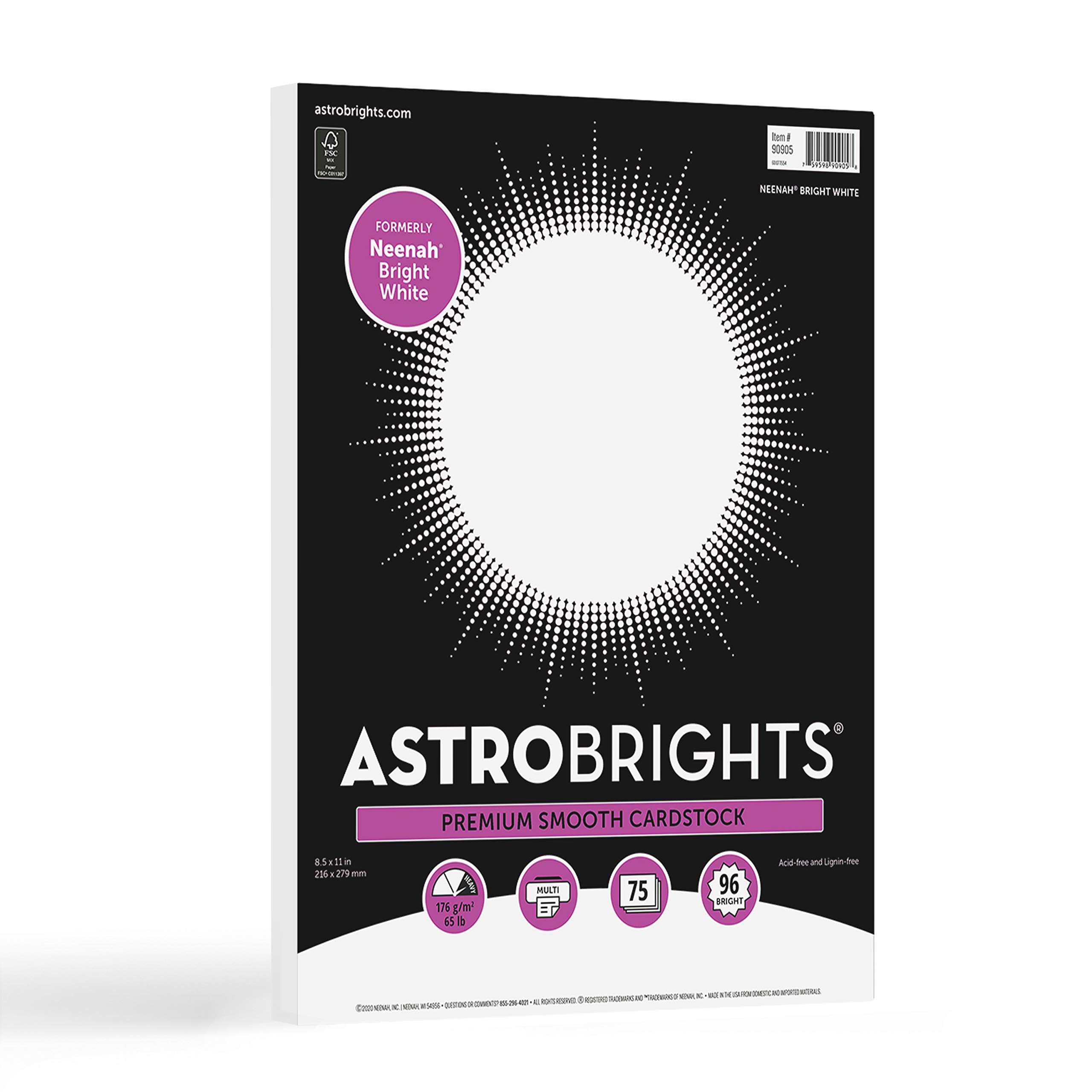 Astrobrights/Neenah Bright White Cardstock, 8.5