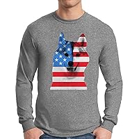 Awkward Styles Men's USA Flag American Husky Dog Lover`s Long Sleeve T Shirt Tops Independence Day