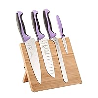 Mercer Culinary Millennia Colors 5-Piece Magnetic Board Set with Purple Handles, Bamboo