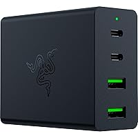 Razer USB-C 130W GaN Charger: 4 Ports - Super Fast Charging for Laptops, MacBook, iPad, iPhone, Samsung Galaxy - Charge Multiple Devices - Compact & Travel Ready - International Plugs Included - Black