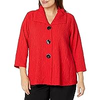 MULTIPLES Women's Petite Three Quarters Sleeve Wide Collar Button Front Jacket