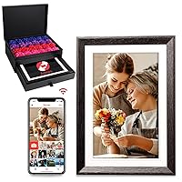Frameo 10.1 Inch WiFi Digital Picture Frame, Jazeyeah Smart Electronic Cloud Digital Photo Frame, 24 Carnation Flowers, Birthday Gift for Mom and Women