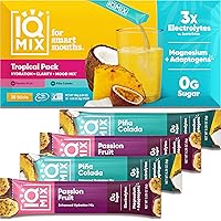 IQMIX Sugar Free Electrolytes Powder Packets - Hydration Supplement Drink Mix with Keto Electrolytes, Lions Mane, Magnesium L-Threonate, and Potassium Citrate - New Tropical Variety Pack (20 Count)