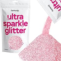 Hemway Premium Ultra Sparkle Glitter Multi-Purpose Metallic Flake for Nail Art, Cosmetic Graded, Makeup, Festival and Hair 100g / 3.5oz - Ultrafine (1/128 0.008 0.2mm) - Light Rose Gold