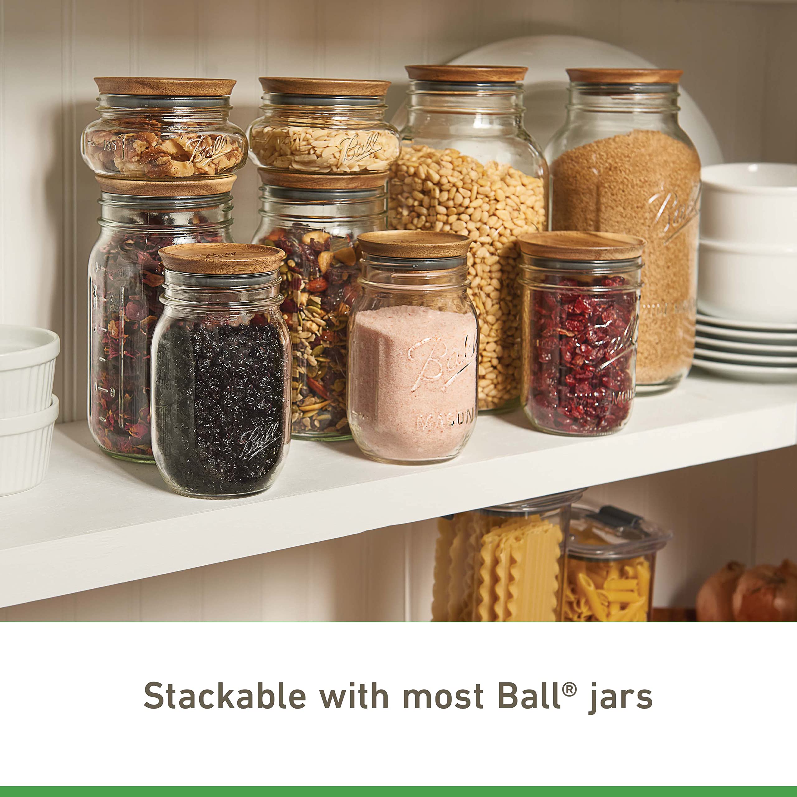 Ball Jar Wooden Storage Lids, 5-Pack, regular, Brown