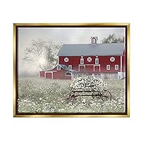 Red Barn Floral Wagon Meadow Framed Floater Canvas Wall Art, Design by Lori Deiter