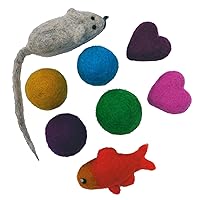 Toys for Cats and Kittens 100% Wool Felt Handmade in Nepal (8 Assorted)