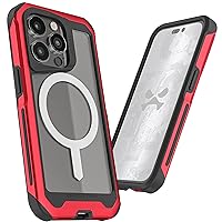 Ghostek ATOMIC slim iPhone 14 Plus Phone Case with MagSafe Magnetic Ring and Clear Back Design Tough Heavy Duty Aluminum Metal Bumper Non-Slip Grip Cover Designed for 2022 Apple iPhone14+ (6.7