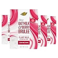 Dove Plant Milk Cleansing Bar Soap Oat Milk & Berry Brulee Moisture Marvel 4 Count for Moisturized Skin Gentle Cleanser, No Sulfate Cleansers or Parabens, 98% Biodegradable Formula 5 oz