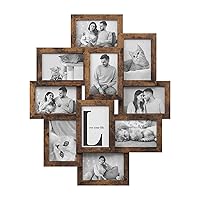 SONGMICS Collage Picture Frames, 4x6 Picture Frames Collage for Wall Decor, 10 Pack Photo Collage Frame for Gallery, Multi Family Picture Frame Set, Glass Front, Assembly Required, Rustic Brown