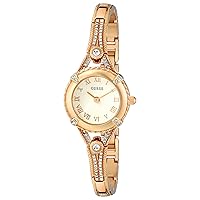 GUESS Petite Silver-Tone Crystal Bracelet Watch with Self-Adjustable Links. Color: Silver-Tone (Model: U0135L1)