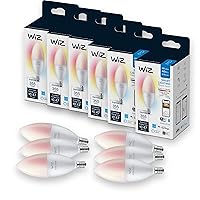 WiZ 60W B12 Color LED Smart Candle-Shaped Bulb - Pack of 1 - E26- Indoor - Connects to Your Existing Wi-Fi - Control with Voice or App + Activate with Motion - Matter Compatible