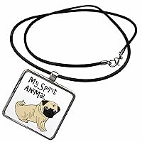 All Smiles Art Pets - Cute Funny Pug Dog Spirit Animal Cartoon - Necklace With Rectangle Pendant (ncl_260838)