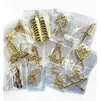 Masonic Blue Lodge Officer Collar Jewels Set of 12 (Gold