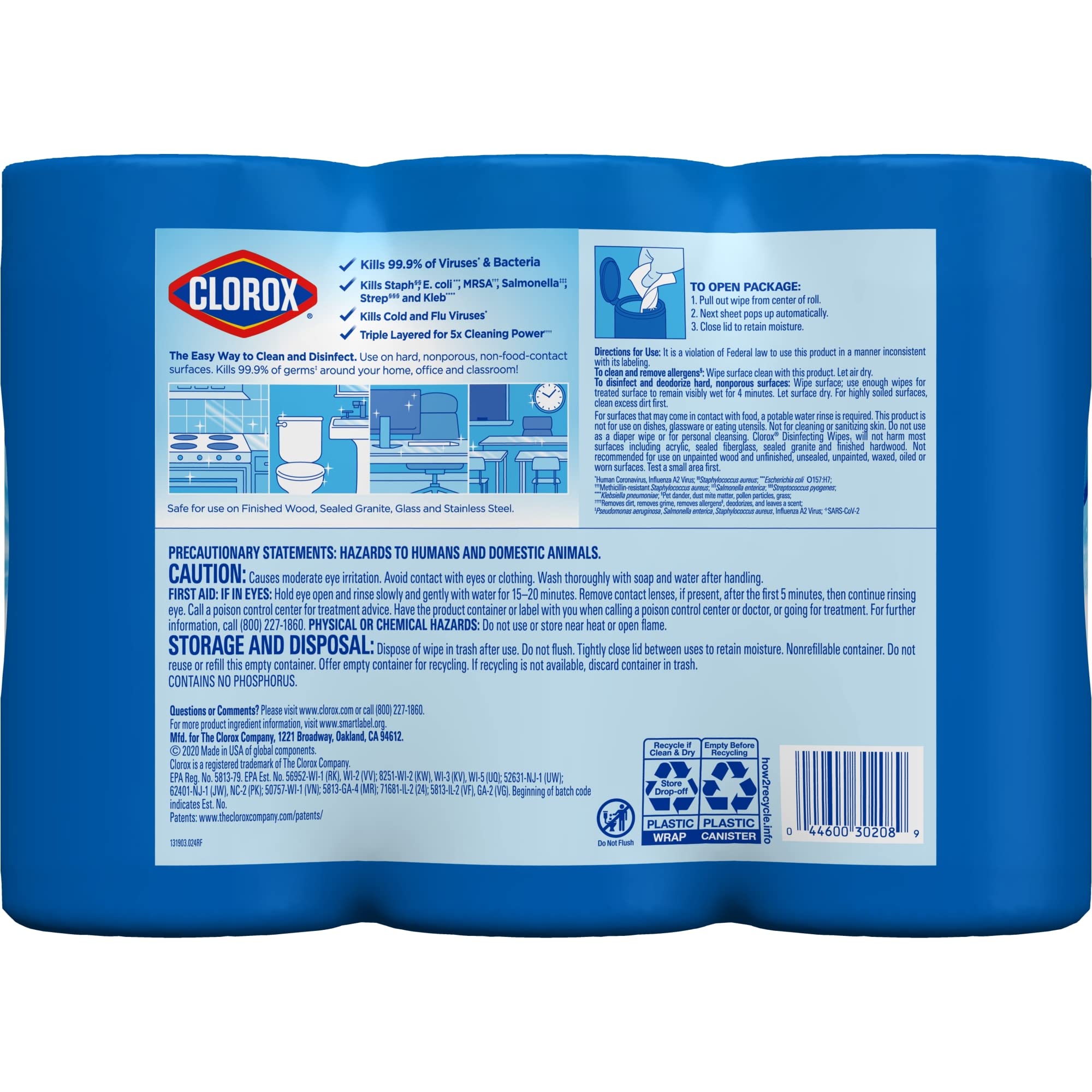Clorox 30208 Disinfecting Wipes Value Pack 225 Count