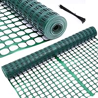 Ohuhu Garden Fence Animal Barrier: 4x50 FT Reusable Netting Plastic Safety Fence Roll with Zip Ties, Temporary Pool Fence Snow Fence Construction Fencing for Poultry Deer Rabbits Chicken Dogs, Green