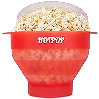The Original Hotpop Microwave Popcorn Popper, Silicone Popcorn Maker, Collapsible Bowl BPA-Free and Dishwasher Safe- 20 Colors Available (Transparent Red)