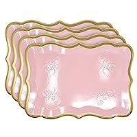 Gift Boutique 10 Pink Rectangle Trays with Gold Rim Border for Dessert Display Table Parties 9