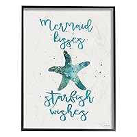 Stupell Home Décor Mermaid Kisses Starfish Wishes Oversized Framed Giclee Texturized Art, 16 x 1.5 x 20, Proudly Made in USA