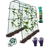 Garden Arch Trellis for Climbing Plants 0utdoor, 63 X 55 in A-Frame Tall Cucumber Trellis for Raised Bed Garden Vegetable Trellis Tunnel with Climbing Net Fit Climbing Cucumber,Tomato,Squash,Zucchini