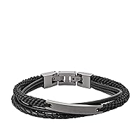 Fossil Men's Plated Stainless Steel Engravable Personalized Gift ID, Chain or Cuff Bracelet for Men