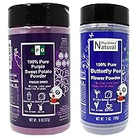 NPG Purple Sweet Potato Powder 8oz and Blue Butterfly Pea Flower Powder 7oz