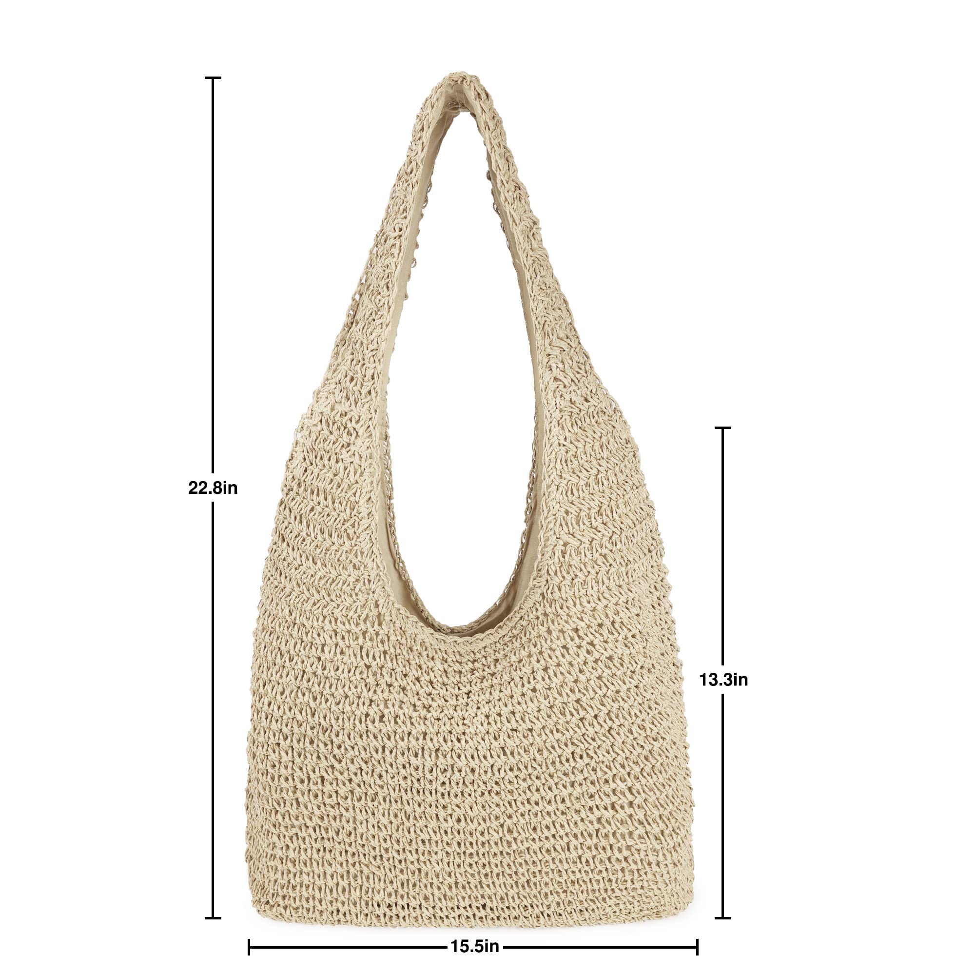 Women Large Straw Beach Bag Handmade Woven Shoulder Bags Hobo Tote Handbag Purse for Summer
