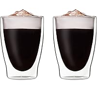 Circleware Heat Resistant Espresso Glass Tea & Coffee Cups Set of 2, Home Kitchen Cappuccino Beverage Drinking Entertainment Glassware, 10.1 oz, Clear