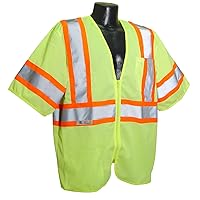SV22-3ZGM-M Polyester Mesh Economy Class-3 Safety Vests with Two Tone Trim, Medium, Green