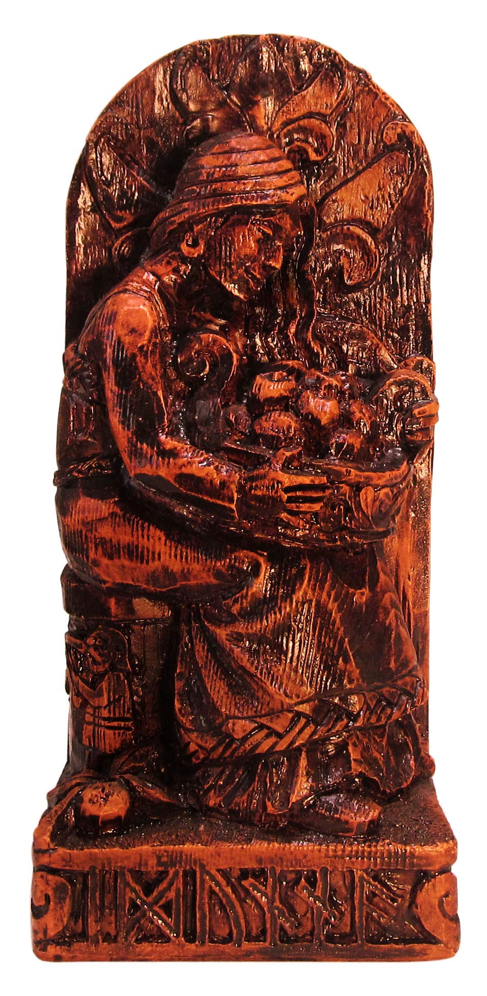 Seated Norse Goddess Idunna Statue Wood Finish