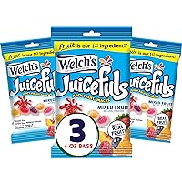 Welch's Juicefuls Juicy Fruit Snacks, Mixed Fruit, Fruit Gushers, Gluten Free, 4 Oz Sharing Size Bags (Pack of 3)