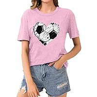 Baseball T-Shirt for Women Summer Fashion Baseball Heart Tees Game Day Graphic Tee Shirts Round Neck Short Sleeve Tops
