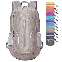 ZOMAKE 25L Ultra Lightweight Packable Backpack - Foldable Hiking Backpacks Water Resistant Small Folding Daypack for Travel(Light Gray)
