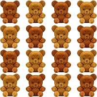 18 Pcs Valentine's Day Miniature Flocked Plush Mini Bears Stuffed Bear Decorations for Birthday Cake Wedding Decorations Bear Party Favor Bag Charm DIY Valentine's Day Decoration Supplies, 1 Inch