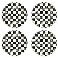 MACKENZIE-CHILDS Courtly Check Charger Plate Set, 12-Inch Round Enamel Charger for Plates, Set of 4