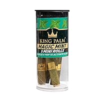 King Palm | Flavor Mini Size | 5 Pack Tube | Natural Slow Burning Pre-Rolled Palm Leafs with Filter Tip (Magic Mint)