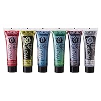 Face & Body Glitter Gel 0.34oz - Set of 6 tubes - UV Glow Branded Glitter Face Paint - Perfect for festivals and christmas parties