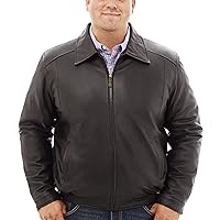 Excelled Men's Big and Tall Lambskin Leather Shirt Collar Bomber Jacket