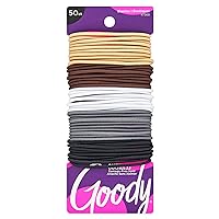 GOODY Ouchless Elastic Hair Tie - 50 Count, Neutral Colors - 2MM for Fine to Medium Hair - Pain-Free Hair Accessories for Men, Women, Boys, and Girls - for Long Lasting Braids, Ponytails
