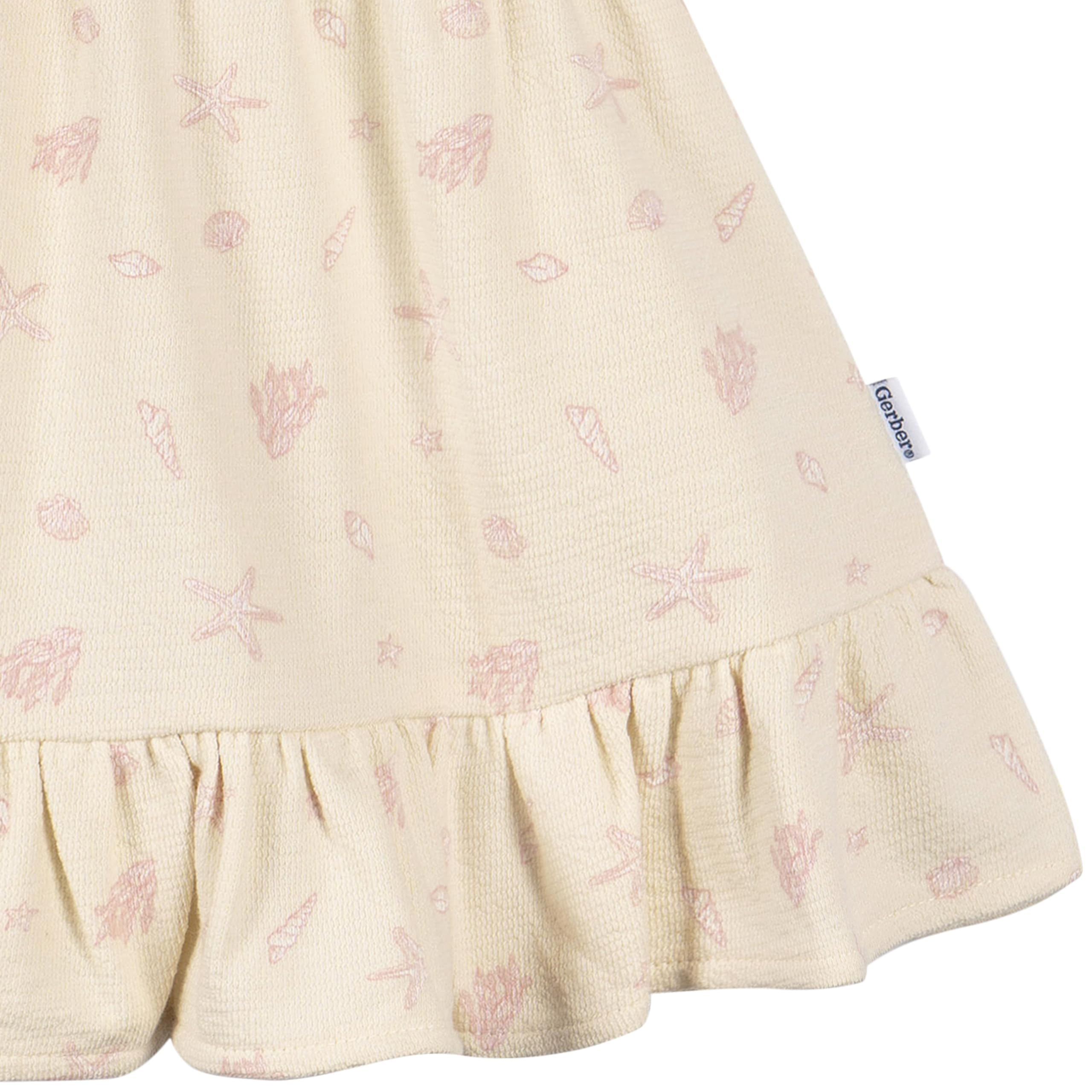 Gerber Girls' Toddler Short-Sleeve Dress, Seashells
