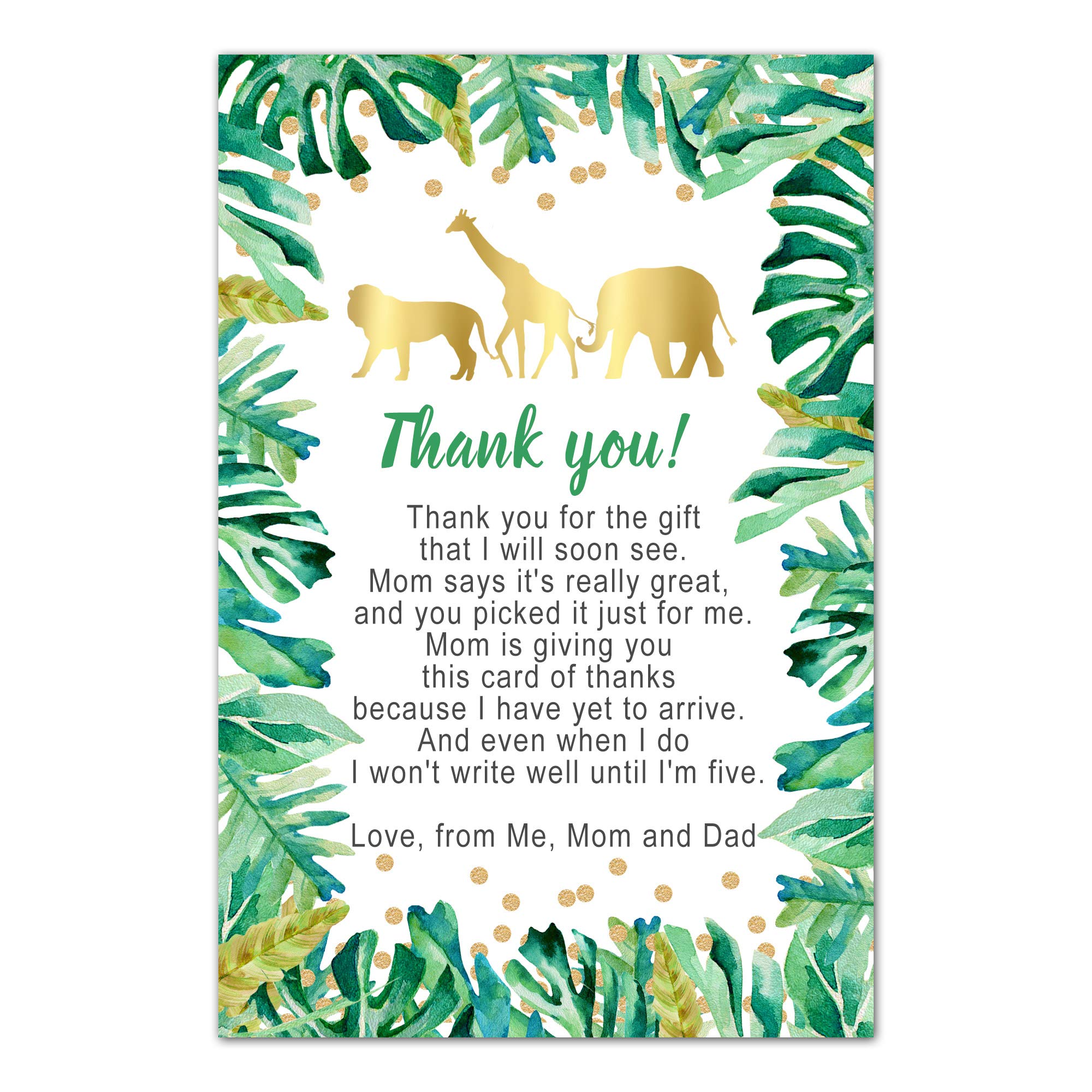 30 Thank You Cards Jungle Baby Shower Personalized Photo Paper