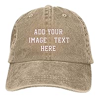 Lsjuee Personalize Your Image and Text Logo Unisex Vintage Washed Personalized Simple Adjustable Denim Hat Baseball Cap