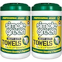 Simple Green Professional Grade Heavy-Duty Cleaning and Degreasing Towels, All-Purpose Cleaning Wipes, 75 count (Pack of 2)