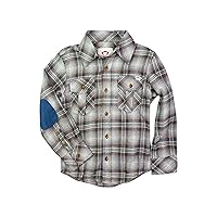 Boy's Flannel Shirt (Toddler/Little Kids/Big Kids) Grey/Orange Plaid 7 Little Kid