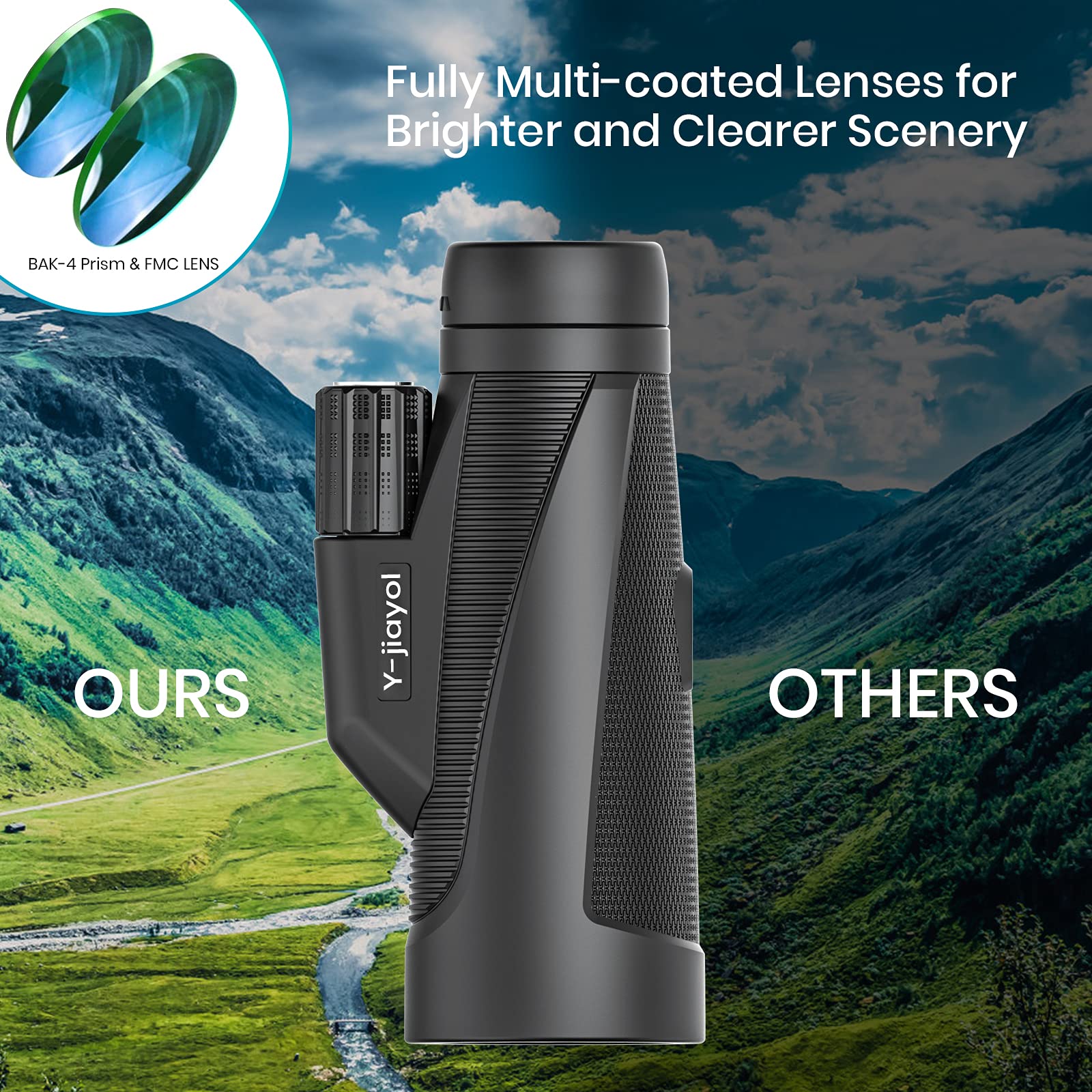 Monocular Telescope,12x50 High Power Monocular with Smartphone Adapter&Tripod&Hard Carrying Case-Waterproof Zoom Monocular for Adults,Perfect for Bird Watching Hiking Hunting Traveling