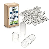 PurecapsUSA – Empty Clear Gelatin Pill Capsules - Fast Dissolving and Easily Digestible - Preservative Free with Natural Ingredients - (1,000 Joined Capsules) - Size 00